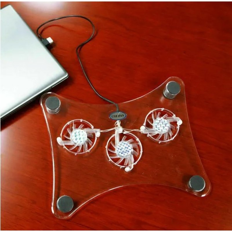 3 Fans USB Cooler Cooling Pad Stand LED Light Radiator For Laptop PC Notebook