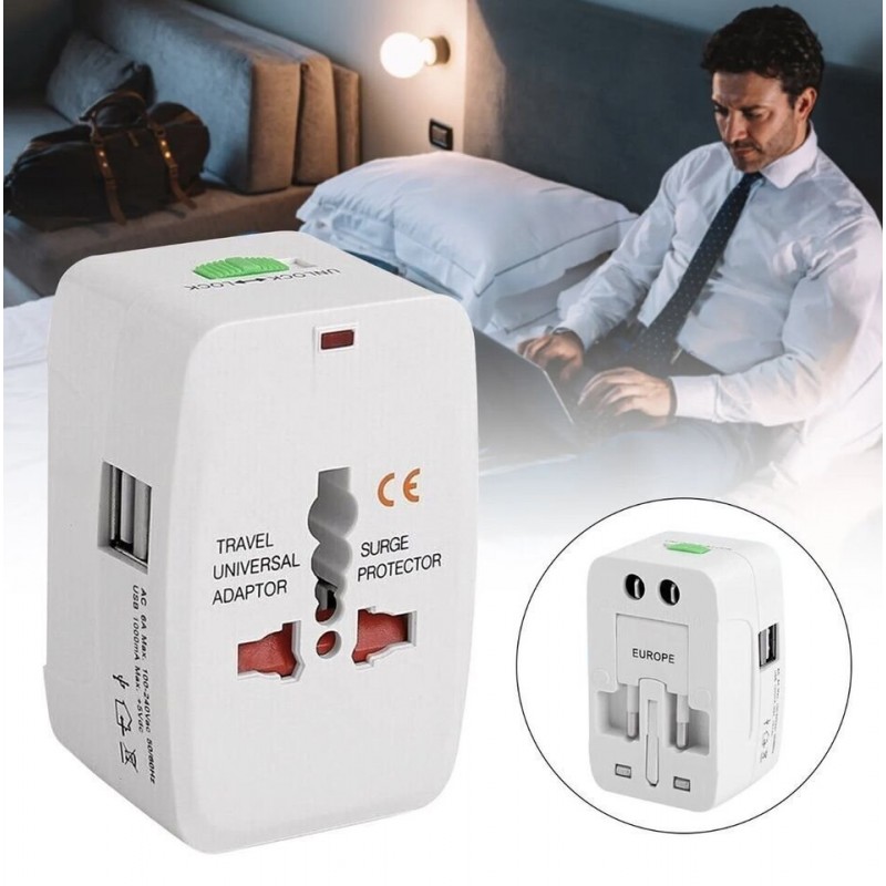 Universal New Plug Charger World Wide Use Travel Adapter EUDE UK  AU US USB Port