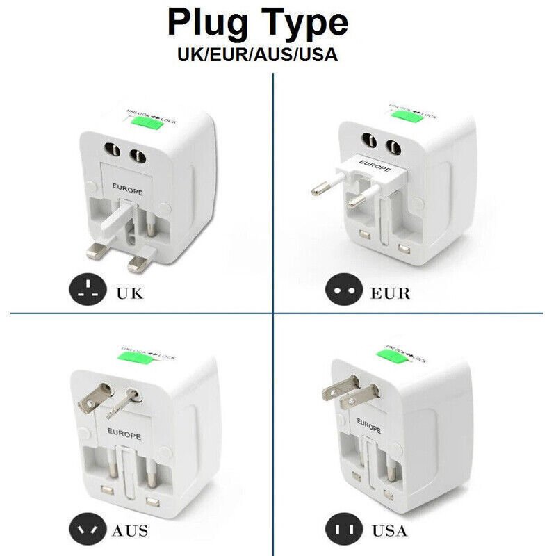 Universal New Plug Charger World Wide Use Travel Adapter EUDE UK  AU US USB Port