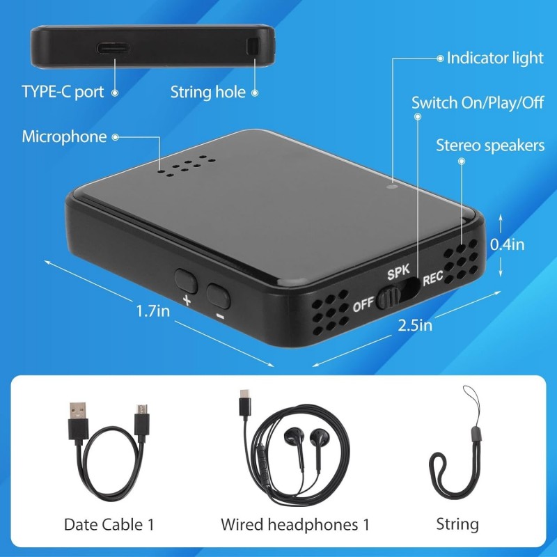Magnetic Voice Activated Recorder Device,MP3 Voice...