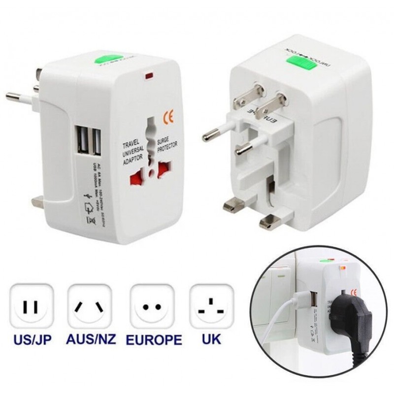 Universal New Plug Charger World Wide Use Travel Adapter EUDE UK  AU US USB Port