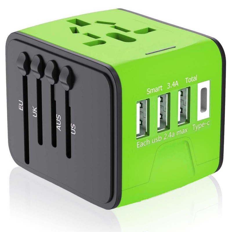Universal Travel Adapter 3 USB & Type-C Outlet...