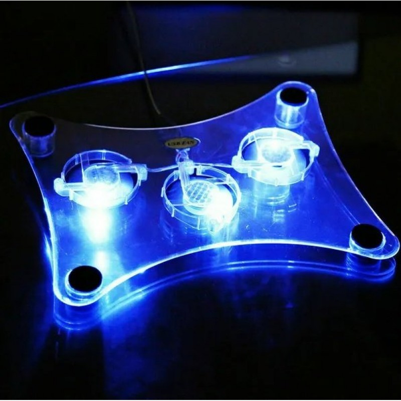 3 Fans USB Cooler Cooling Pad Stand LED Light Radiator For Laptop PC Notebook