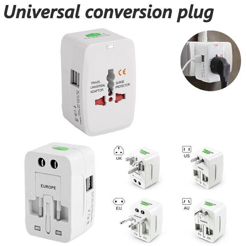 Universal New Plug Charger World Wide Use Travel Adapter EUDE UK  AU US USB Port
